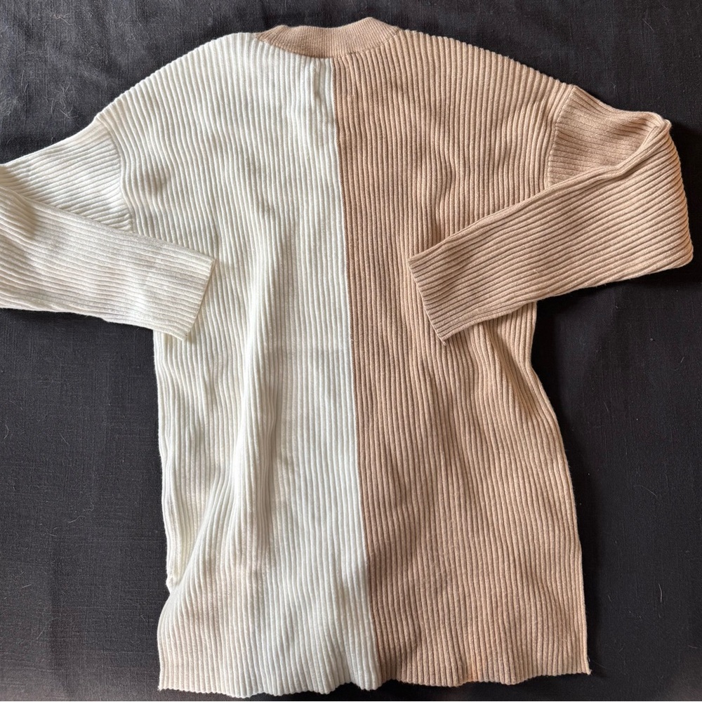Two-Tone Ribbed Sweater